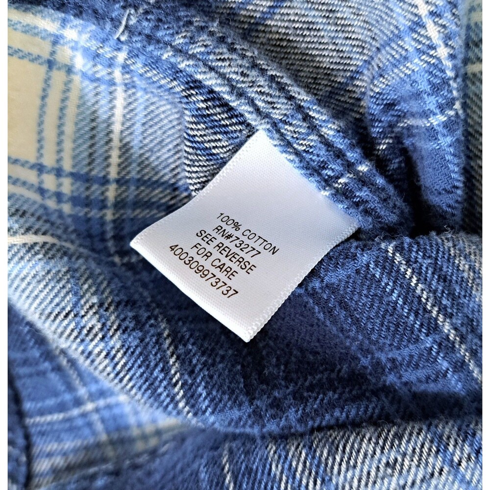 Croft Barrow Men's XL Flannel Plaid Button Up Shirt White Blue Tartan 90s Grunge - Picture 5 of 8